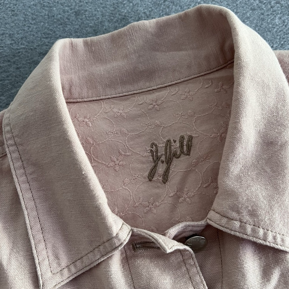 J. JILL COTTON LINEN LONG SLEEVE DENIM JACKET SIZE PM‎ PALE PINK BOHO COUNTRY CH - Picture 2 of 12